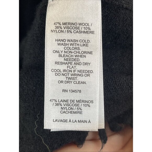 Vineyard Vines‎ Sweater Womens XL Black  Merino Wool Cashmere Minimalist Fringe - Picture 7 of 12